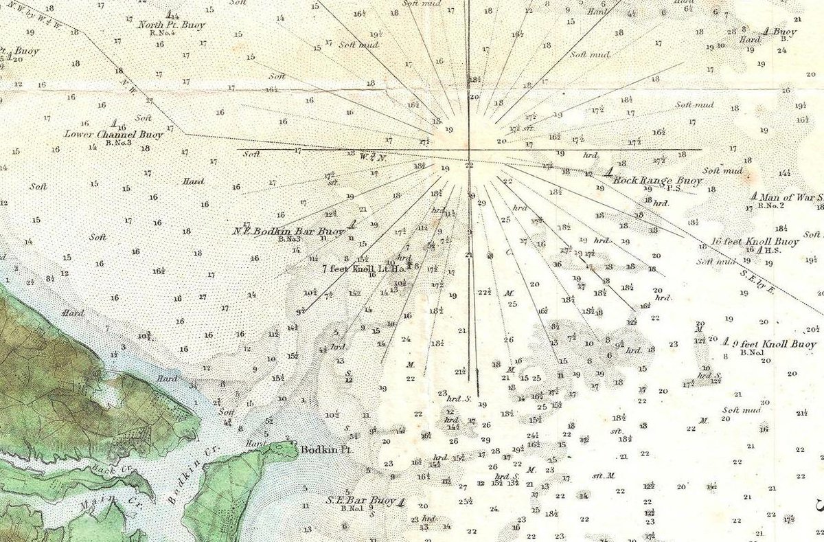 1856 U.S. Coast Survey Chart of Patapsco River and Chesapeake Bay near Baltimore