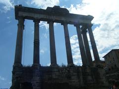 View of Forum Romanum ruins with Roman architecture and columns