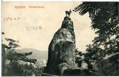 Historic view of Hirschensprung bridge in Karlsbad 1910