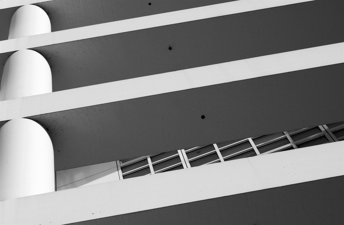 Black and white detailed interior view of City Hall in The Hague, The Netherlands