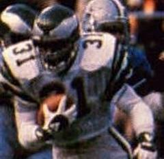 Wilbert Montgomery running back for Philadelphia Eagles rushing against Dallas Cowboys in 1981 NFC Championship Game