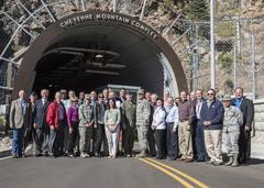 10th Air Force Civilian Leader tour group photo with personnel standing outdoors