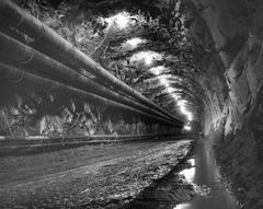 Tunnel entrance with pipes in Cheyenne Mountain Complex