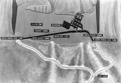 Cutaway mock-up of Cheyenne Mountain showing underground military installations