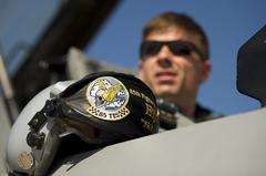 US Air Force Major conducting preflight check on F-16 Fighting Falcon aircraft during exercise Vigilant Shield 12 at Naval Air Station Key West