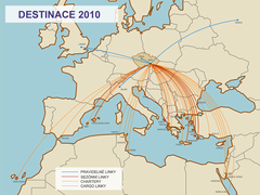 Brno Airport destinations map 2010