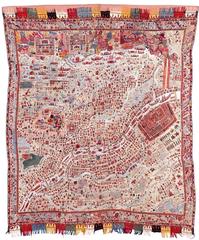 19th century Map Shawl of Srinagar detail showing Sher Garhi Palace