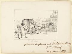Lithograph plate No.2 depicting Le Marais district in Paris from 19th century album