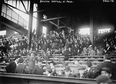 Boston Braves fans cheering at Shibe Park during 1914 World Series Game 1