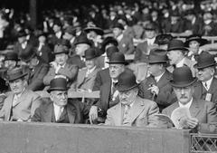 Baseball executives Edward J. McKeever, Ben Shibe, Garry Herrmann, and Joseph Flanner at World Series Game 2 in Shibe Park, 1913