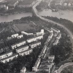Traneberg district in Stockholm in 1935 with the new Tranebergsbron bridge in the background
