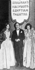 Sid Grauman with Dorothy and Lillian Gish at Hollywood Egyptian Theatre January 1925