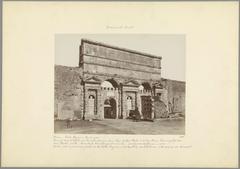 Porta Maggiore city gate in Rome with a horse-drawn carriage in the foreground, showcasing ancient Roman architecture and historic elements