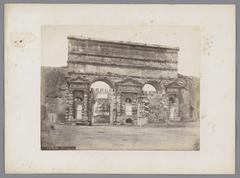 Historic black and white albumen print photograph of Porta Maggiore in Rome from 1850-1900