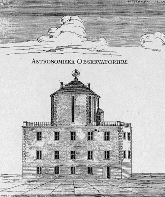 Uppsala Astronomical Observatory building in Uppsala, Sweden under clear blue sky