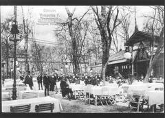 Városligeti Wampetics restaurant garden area in 1905