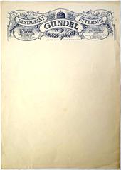 Menu paper decorated with the Holy Crown and Gundel header