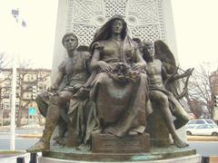 John Boyle O'Reilly Memorial bronze sculpture by Daniel Chester French on the Fenway in Boston
