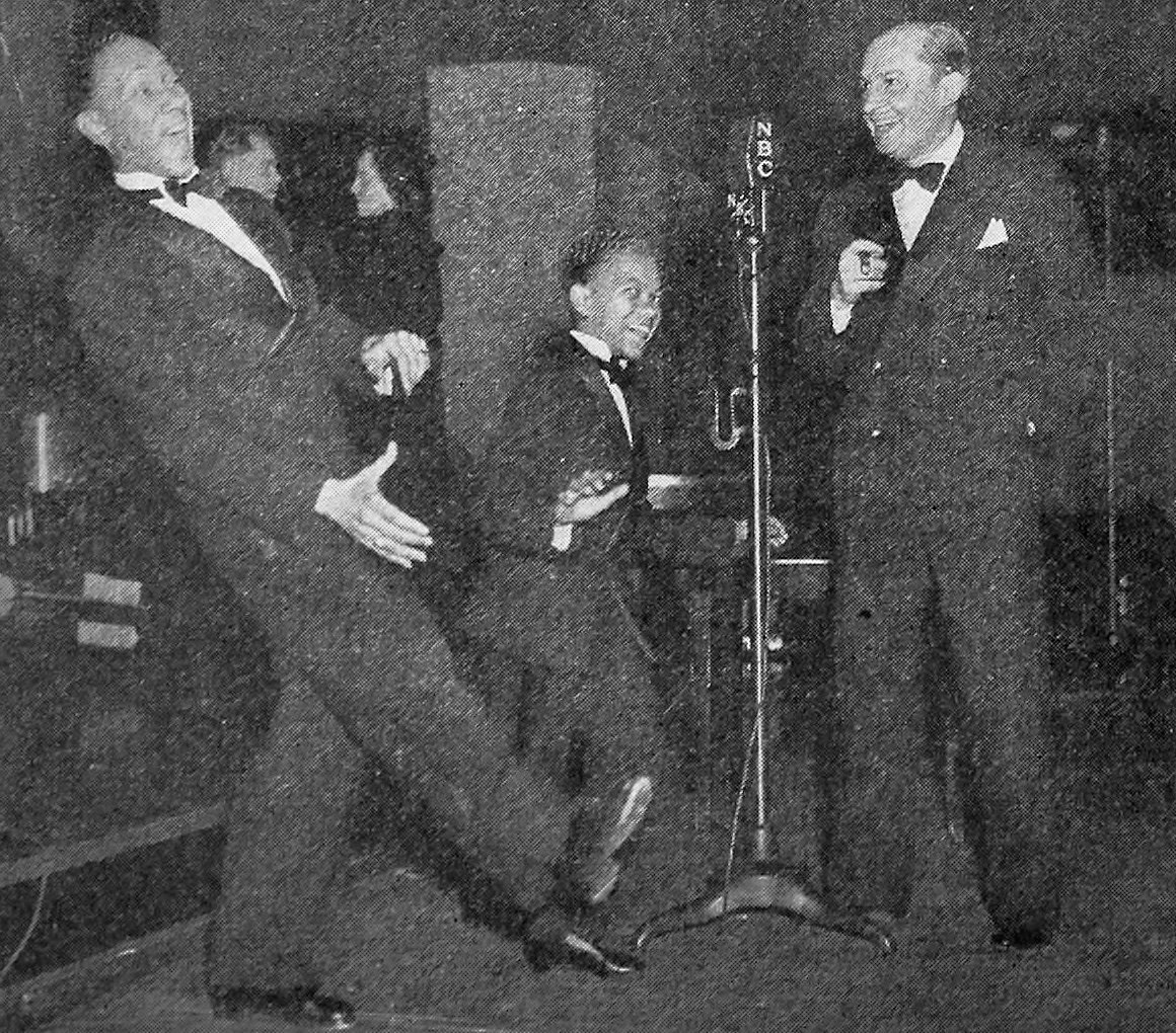 Ben Bernie with the Nicholas Brothers at Radio City during a broadcast