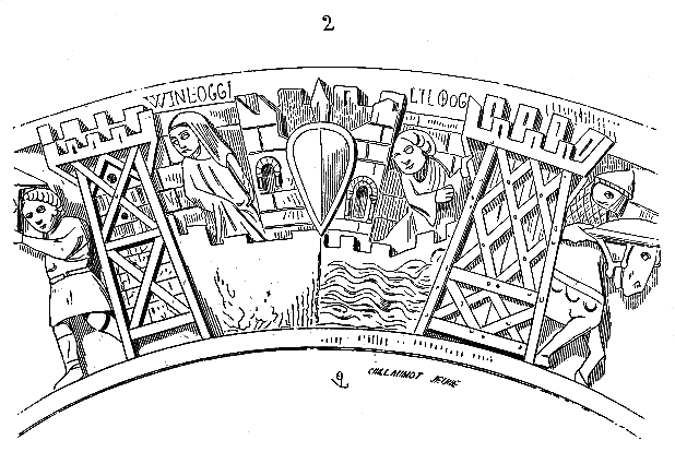Bas-relief sculpture on the cathedral in Modena, Italy