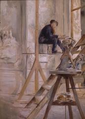 Allan Österlind watercolour painting Rodin in his studio 1885