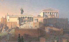 Detailed reconstruction painting of the Acropolis and Areopagus in Athens by Leo von Klenze