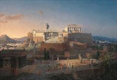 Ideal view of the Acropolis and Areopagus in Athens by Leo von Klenze, 1846