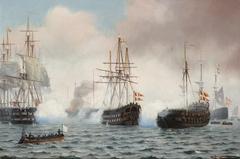 Battle scene painting by Johan Neumann