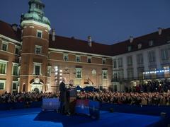 President Joe Biden delivering remarks on the war in Ukraine at the Royal Castle in Warsaw