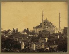 Historical Fatih Mosque building between 1888 and 1910