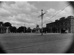 North Terrace with Boer War Memorial and tram overhead wires