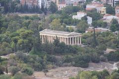 View of the Temple of Hephaestus on the Acropolis in Athens, Greece