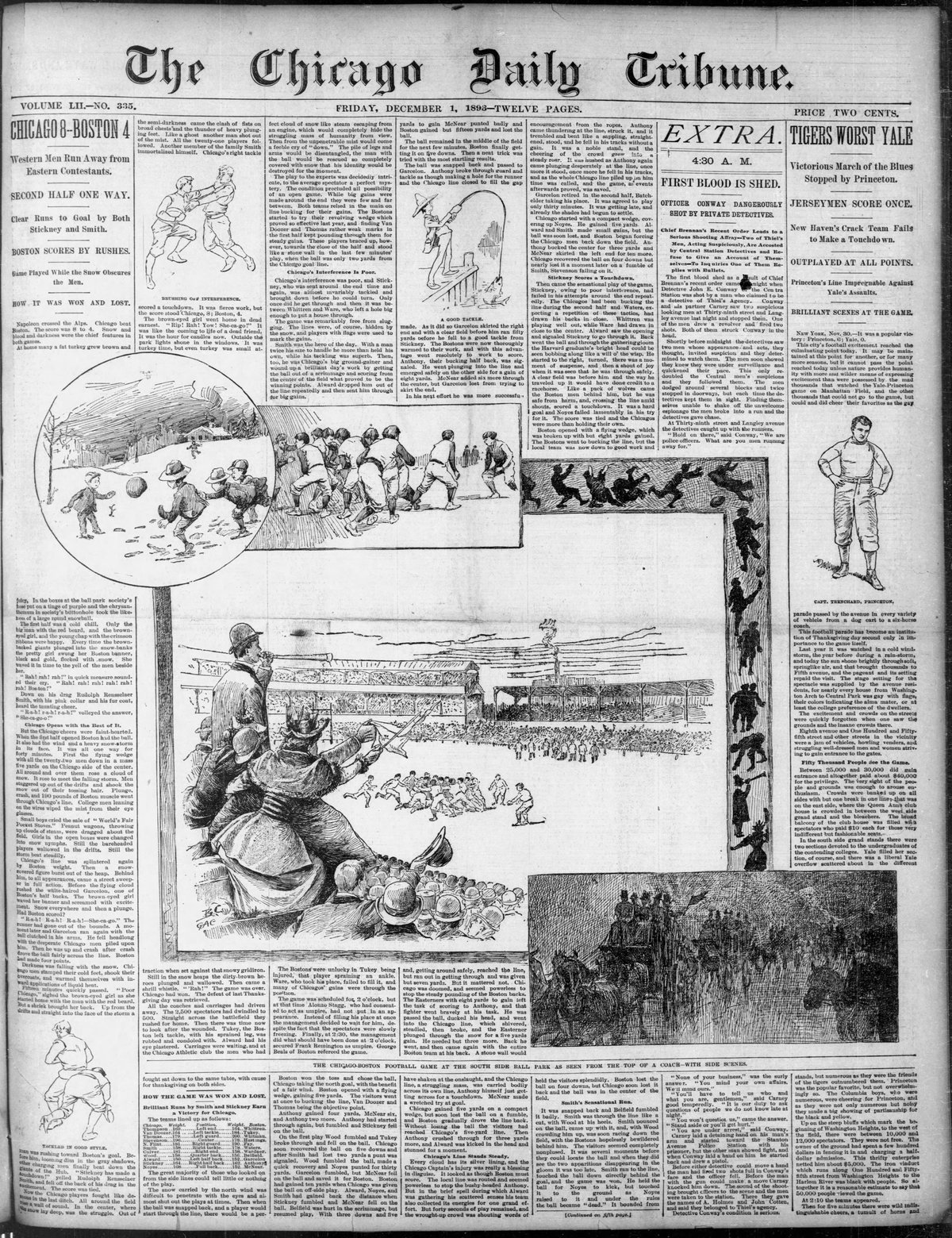 Front page of Chicago Tribune newspaper on December 1, 1893