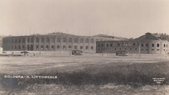 Stadio di Bologna Littoriale in the 1930s with trams on Casalecchio di Reno line