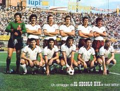 AC Torino football team line-up at Bologna's Communal Stadium before 1975-76 Serie A match