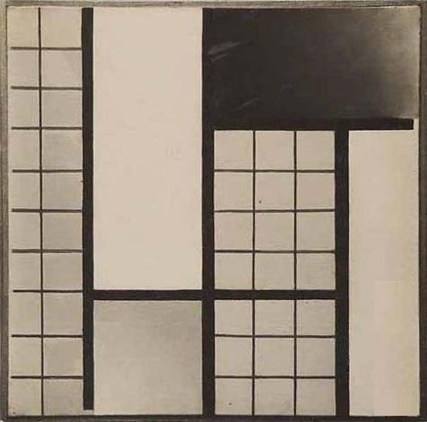 Early stage of Theo van Doesburg's painting Composition en demi-valeurs