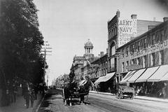 Historic King Street East in Toronto with St. Lawrence Hall in the background
