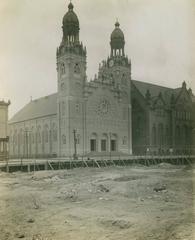 Front view of St. Stanislaus Church in Chicago on a bright day
