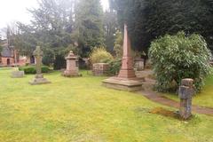Exterior view of St Bartholomew's Church in Edgbaston with churchyard and pathway