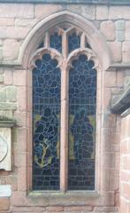 St Bartholomew's Church detailed stained glass window in Edgbaston