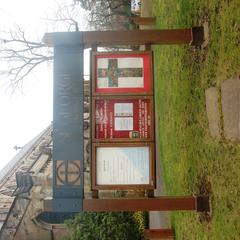 Signboard of St George's Church in Edgbaston, a listed building with entry number 1211414