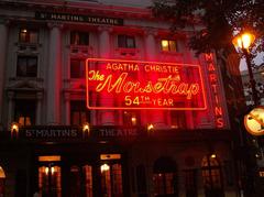 Exterior of St Martin's Theatre showcasing The Mousetrap play poster