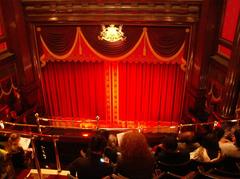 Interior view of St Martin's Theatre with rows of seats and stage