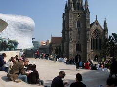 The Bull Ring shopping center, St Martin's Church and Selfridges store in Birmingham city