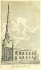 Historical illustration of St Martin in the Bull Ring in Birmingham circa 1809