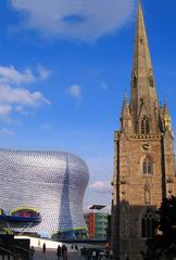 St Martin's Church and Selfridges building at Birmingham Bullring in central Birmingham, England