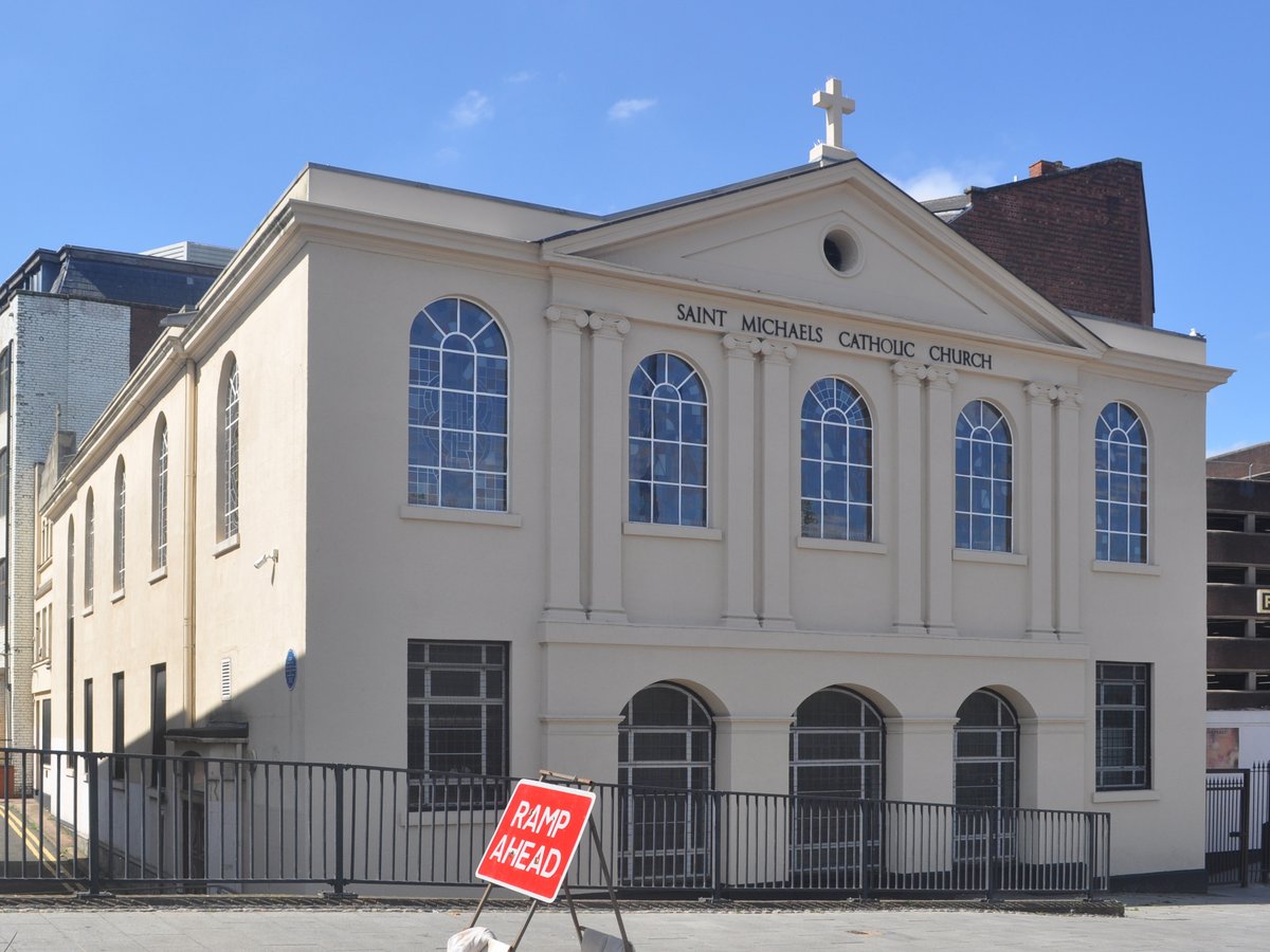 Exterior view of St Michael's Church Moor Street Queensway Birmingham a listed building in August 2024