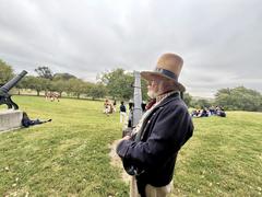 Living historian demonstrating historical reenactment at Patterson Park