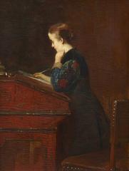 The Accountant painting by Christoffel Bisschop showing a man seated at a desk with accounting ledgers