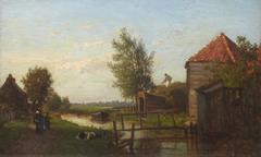 English countryside landscape with trees and a river